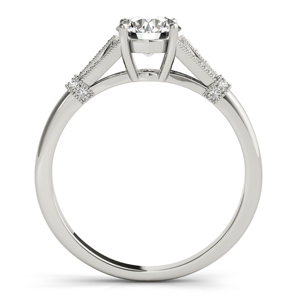 Round Center Detailed Side Stone Engagement Ring - Diamonds By Rothschild