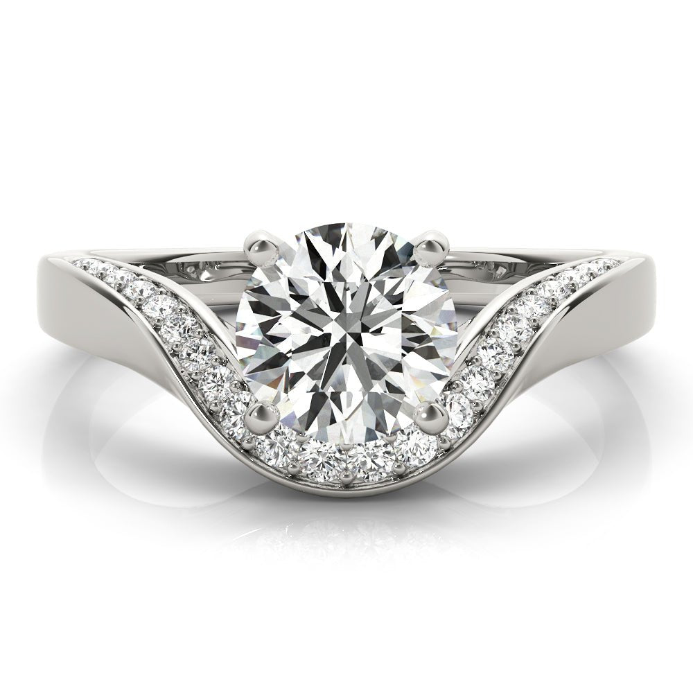 Round Center Euro Pavé Shank Engagement Ring - Diamonds By Rothschild