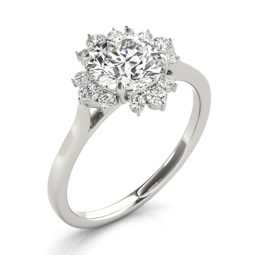 Round Center Floral Halo Engagement Ring - Diamonds By Rothschild