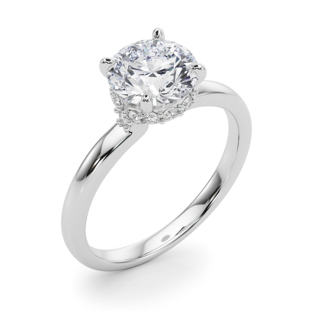 Round Center Hidden Halo Engagement Ring - Diamonds By Rothschild