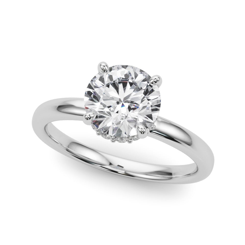 Round Center Hidden Halo Engagement Ring - Diamonds By Rothschild