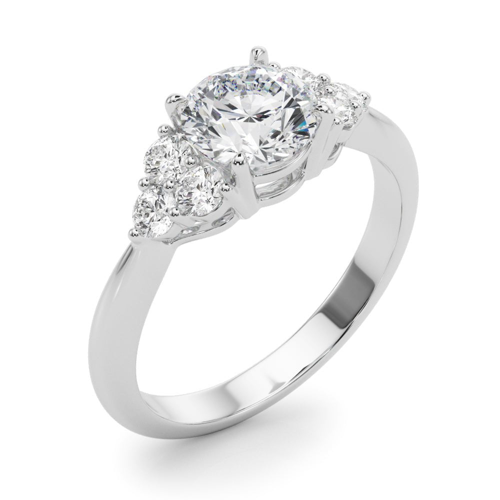Round Center Small Side Stone Engagement Ring - Diamonds By Rothschild