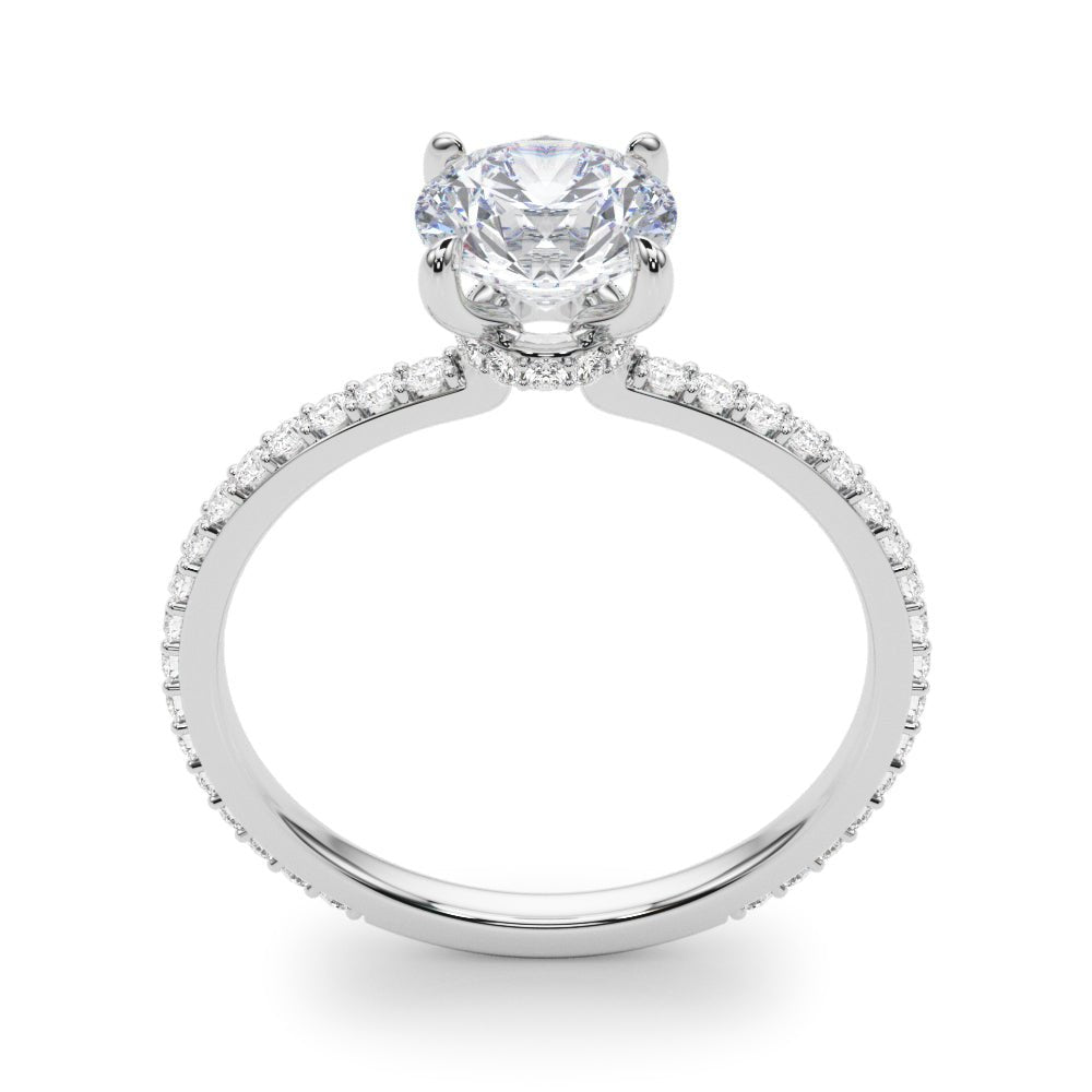 Round Cut Pavé Hidden Halo Engagement Ring - Diamonds By Rothschild