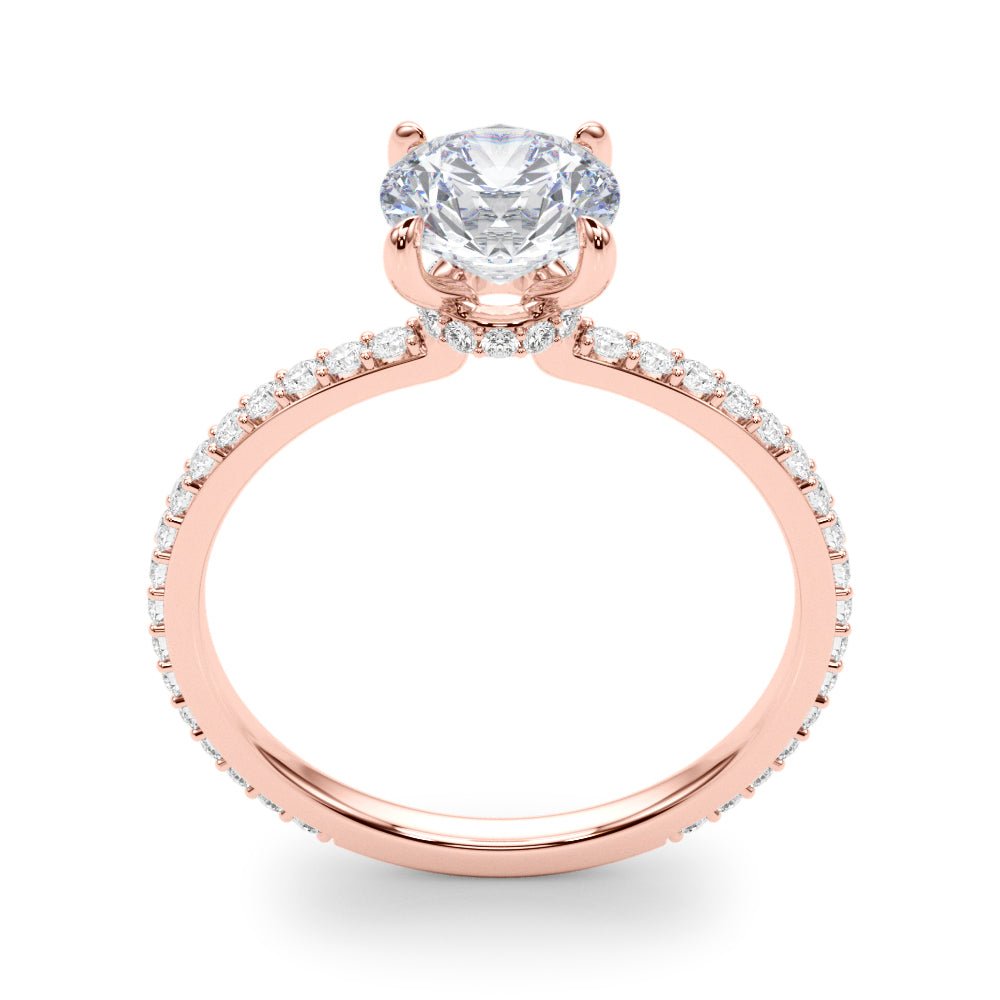 Round Cut Pavé Hidden Halo Engagement Ring - Diamonds By Rothschild