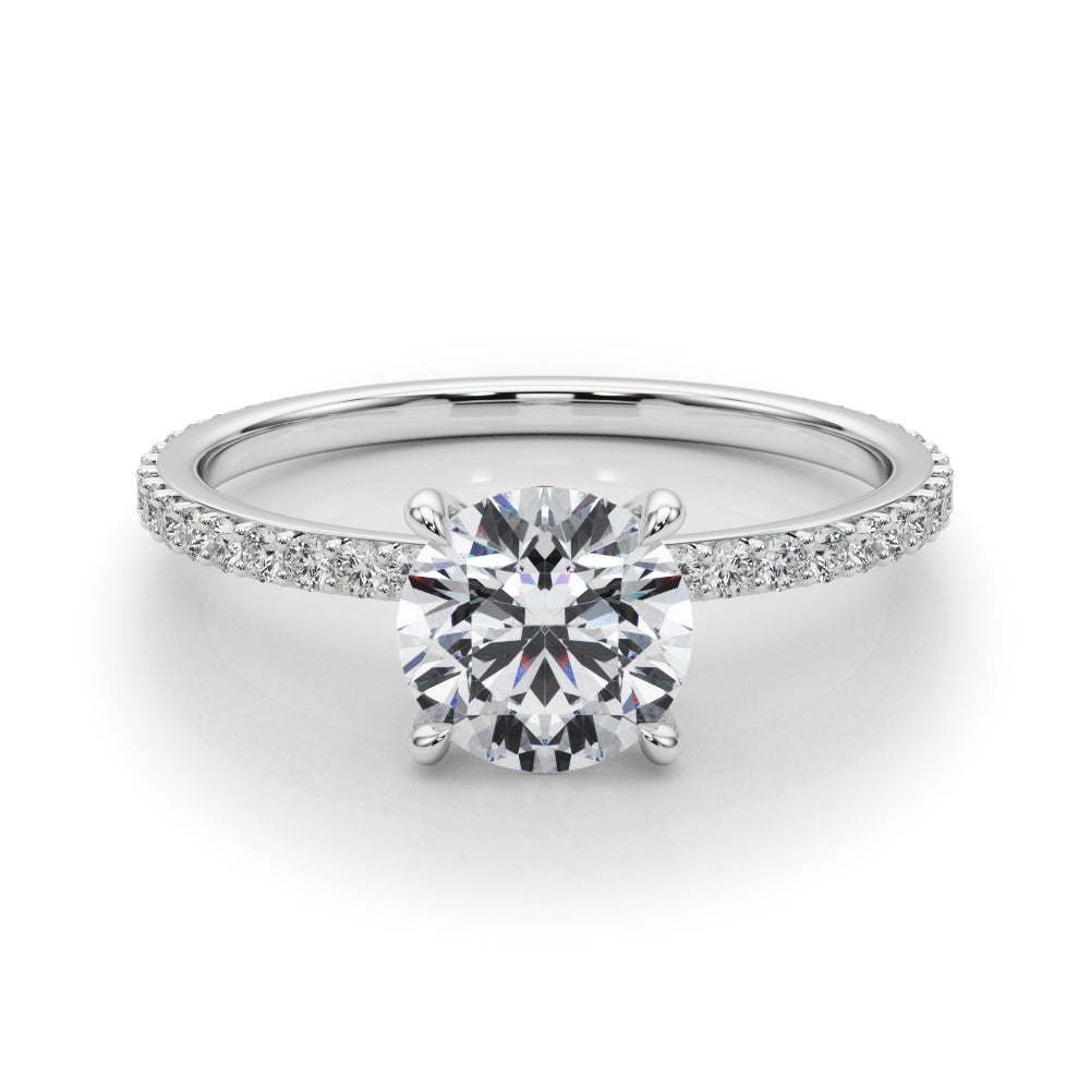 Round Cut Pavé Hidden Halo Engagement Ring - Diamonds By Rothschild