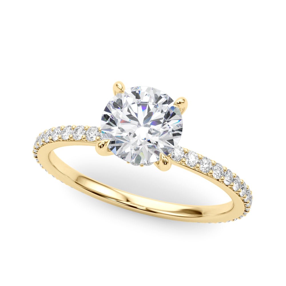 Round Cut Pavé Hidden Halo Engagement Ring - Diamonds By Rothschild