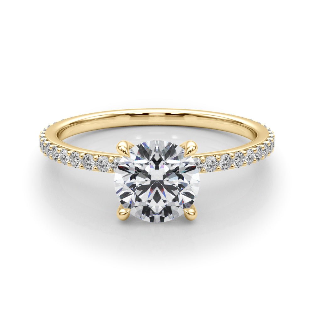 Round Cut Pavé Hidden Halo Engagement Ring - Diamonds By Rothschild