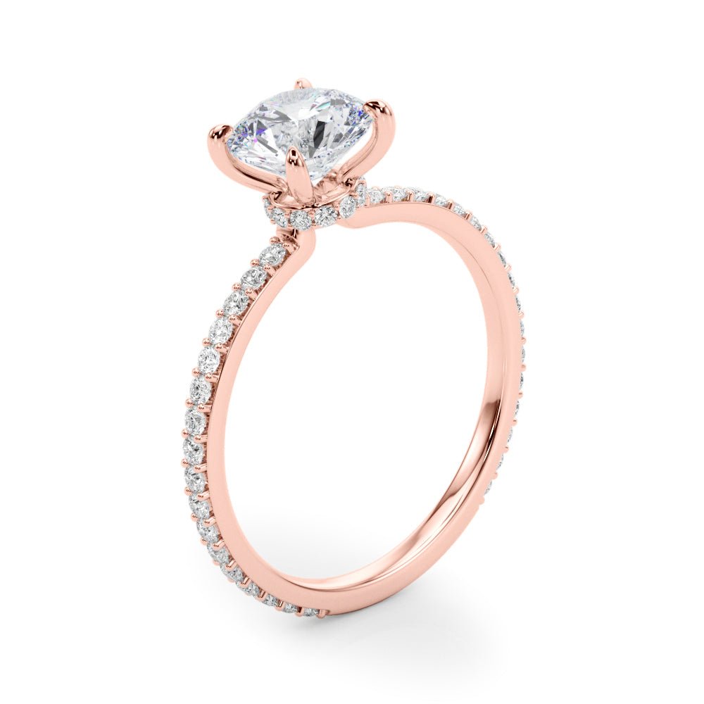 Round Cut Pavé Hidden Halo Engagement Ring - Diamonds By Rothschild