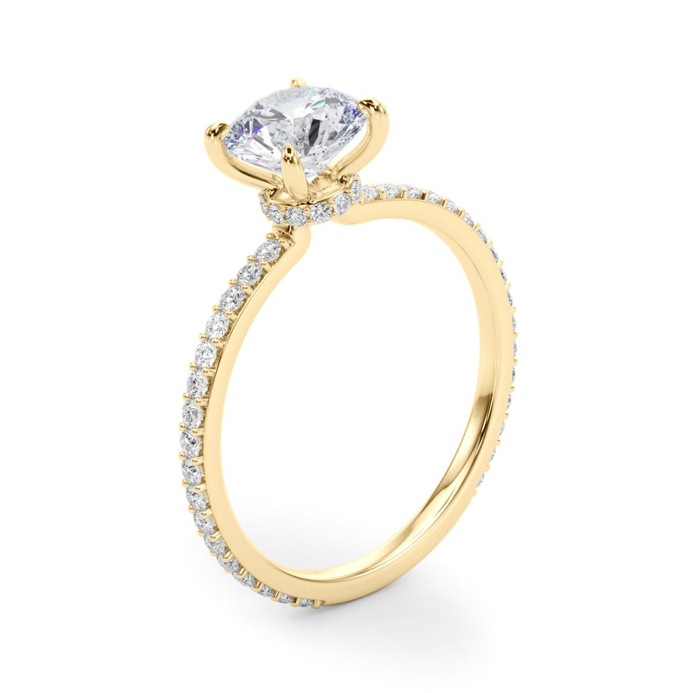 Round Cut Pavé Hidden Halo Engagement Ring - Diamonds By Rothschild
