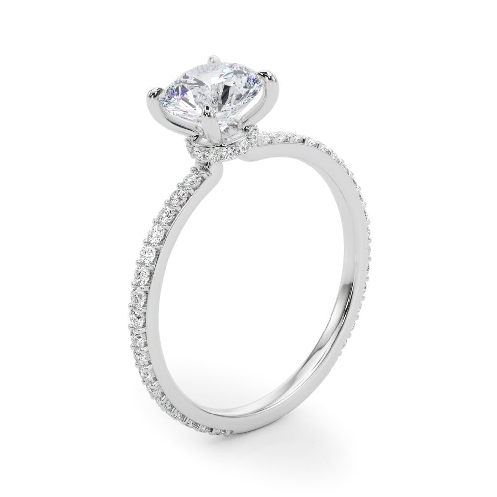 Round Cut Pavé Hidden Halo Engagement Ring - Diamonds By Rothschild