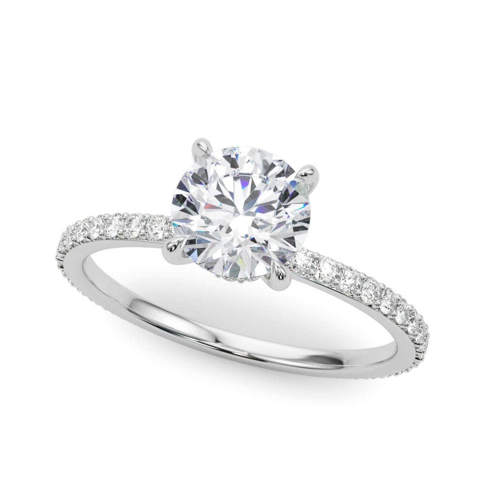 Round Cut Pavé Hidden Halo Engagement Ring - Diamonds By Rothschild