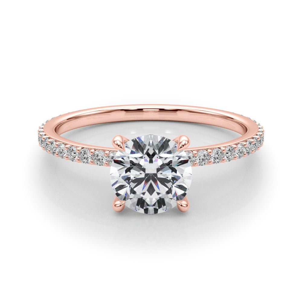 Round Cut Pavé Hidden Halo Engagement Ring - Diamonds By Rothschild