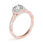 Round Diamond Ring Setting with Halo and Braided Shank - Diamonds By Rothschild