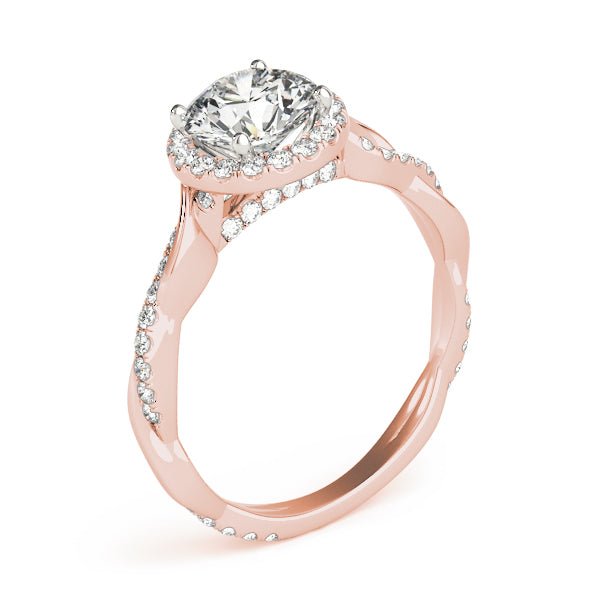 Round Diamond Ring Setting with Halo and Braided Shank - Diamonds By Rothschild