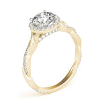 Round Diamond Ring Setting with Halo and Braided Shank - Diamonds By Rothschild