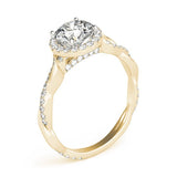 Round Diamond Ring Setting with Halo and Braided Shank - Diamonds By Rothschild