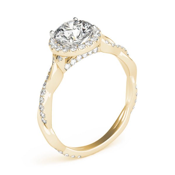 Round Diamond Ring Setting with Halo and Braided Shank - Diamonds By Rothschild