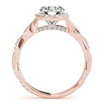 Round Diamond Ring Setting with Halo and Braided Shank - Diamonds By Rothschild