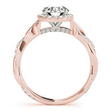 Round Diamond Ring Setting with Halo and Braided Shank - Diamonds By Rothschild