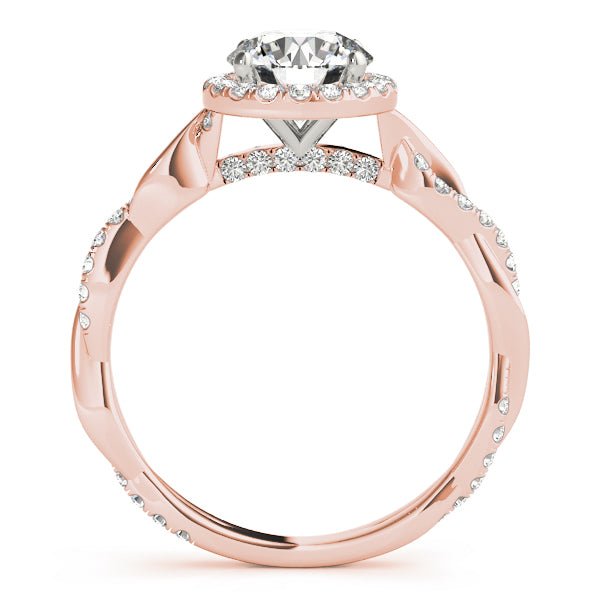 Round Diamond Ring Setting with Halo and Braided Shank - Diamonds By Rothschild