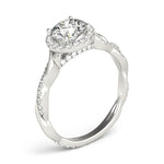 Round Diamond Ring Setting with Halo and Braided Shank - Diamonds By Rothschild