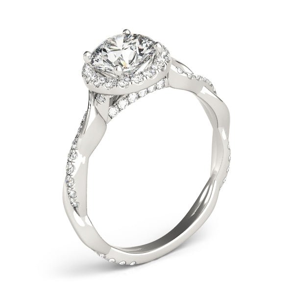 Round Diamond Ring Setting with Halo and Braided Shank - Diamonds By Rothschild