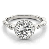 Round Diamond Ring Setting with Halo and Braided Shank - Diamonds By Rothschild