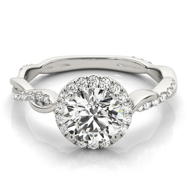 Round Diamond Ring Setting with Halo and Braided Shank - Diamonds By Rothschild