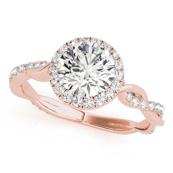 Round Diamond Ring Setting with Halo and Braided Shank - Diamonds By Rothschild