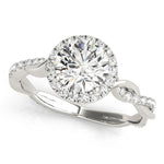 Round Diamond Ring Setting with Halo and Braided Shank - Diamonds By Rothschild