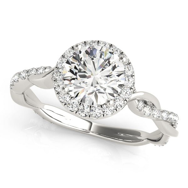 Round Diamond Ring Setting with Halo and Braided Shank - Diamonds By Rothschild