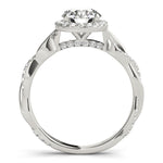 Round Diamond Ring Setting with Halo and Braided Shank - Diamonds By Rothschild