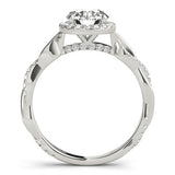 Round Diamond Ring Setting with Halo and Braided Shank - Diamonds By Rothschild