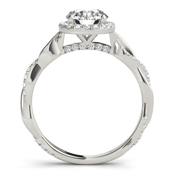 Round Diamond Ring Setting with Halo and Braided Shank - Diamonds By Rothschild