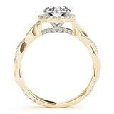 Round Diamond Ring Setting with Halo and Braided Shank - Diamonds By Rothschild
