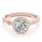 Round Diamond Ring Setting with Halo and Braided Shank - Diamonds By Rothschild