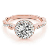 Round Diamond Ring Setting with Halo and Braided Shank - Diamonds By Rothschild