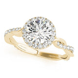 Round Diamond Ring Setting with Halo and Braided Shank - Diamonds By Rothschild