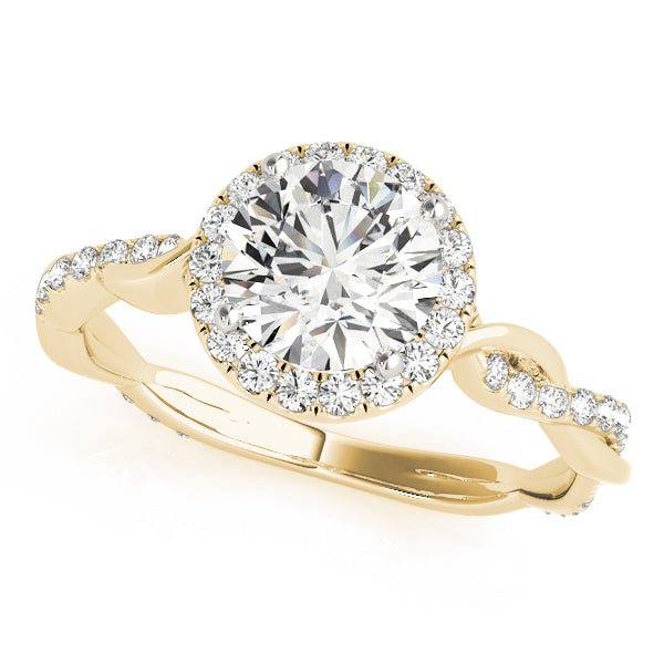 Round Diamond Ring Setting with Halo and Braided Shank - Diamonds By Rothschild