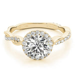 Round Diamond Ring Setting with Halo and Braided Shank - Diamonds By Rothschild