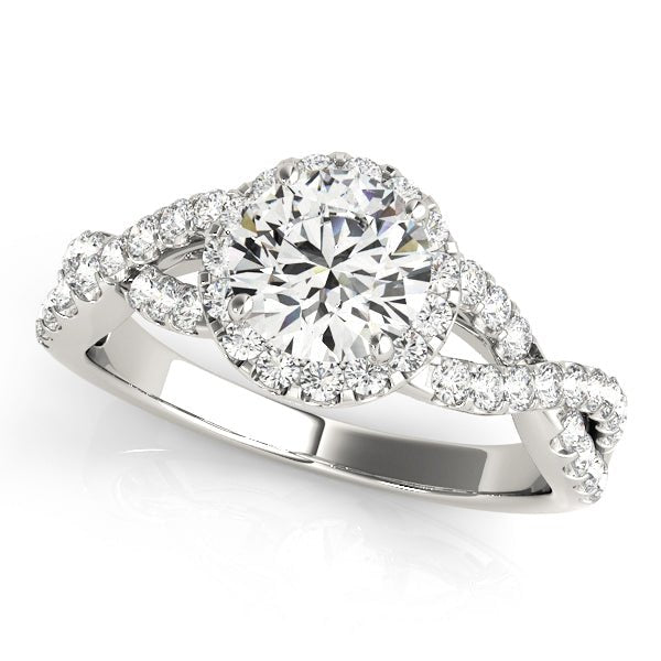 Round Halo Twisted Pavé Engagement Ring - Diamonds By Rothschild