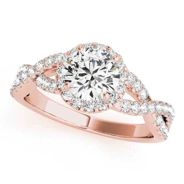 Round Halo Twisted Pavé Engagement Ring - Diamonds By Rothschild