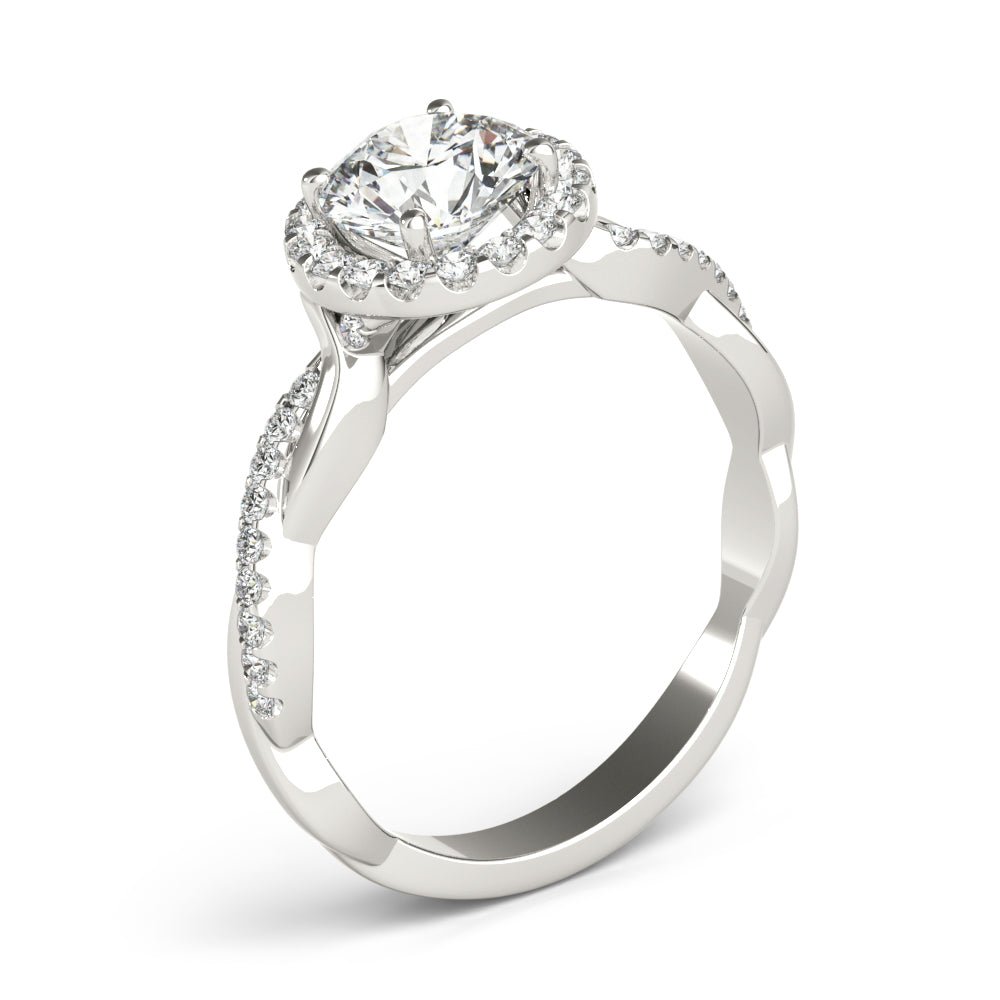 Round Halo with Twister Shank Engagement Ring - Diamonds By Rothschild
