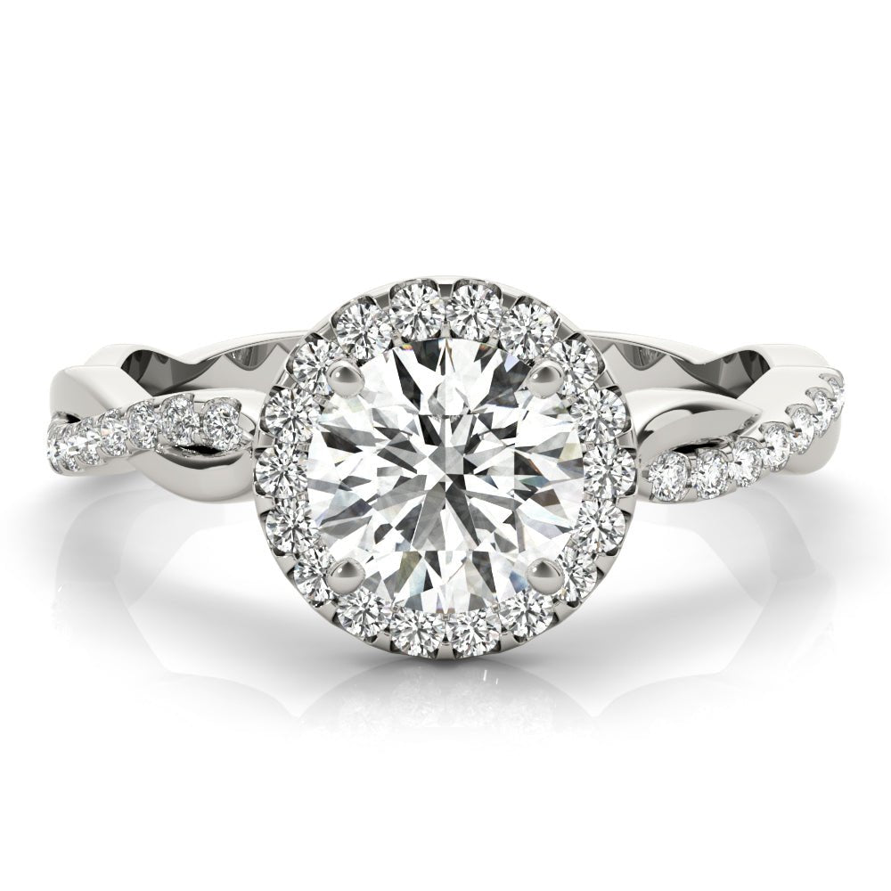 Round Halo with Twister Shank Engagement Ring - Diamonds By Rothschild