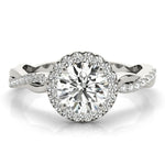 Round Halo with Twister Shank Engagement Ring - Diamonds By Rothschild