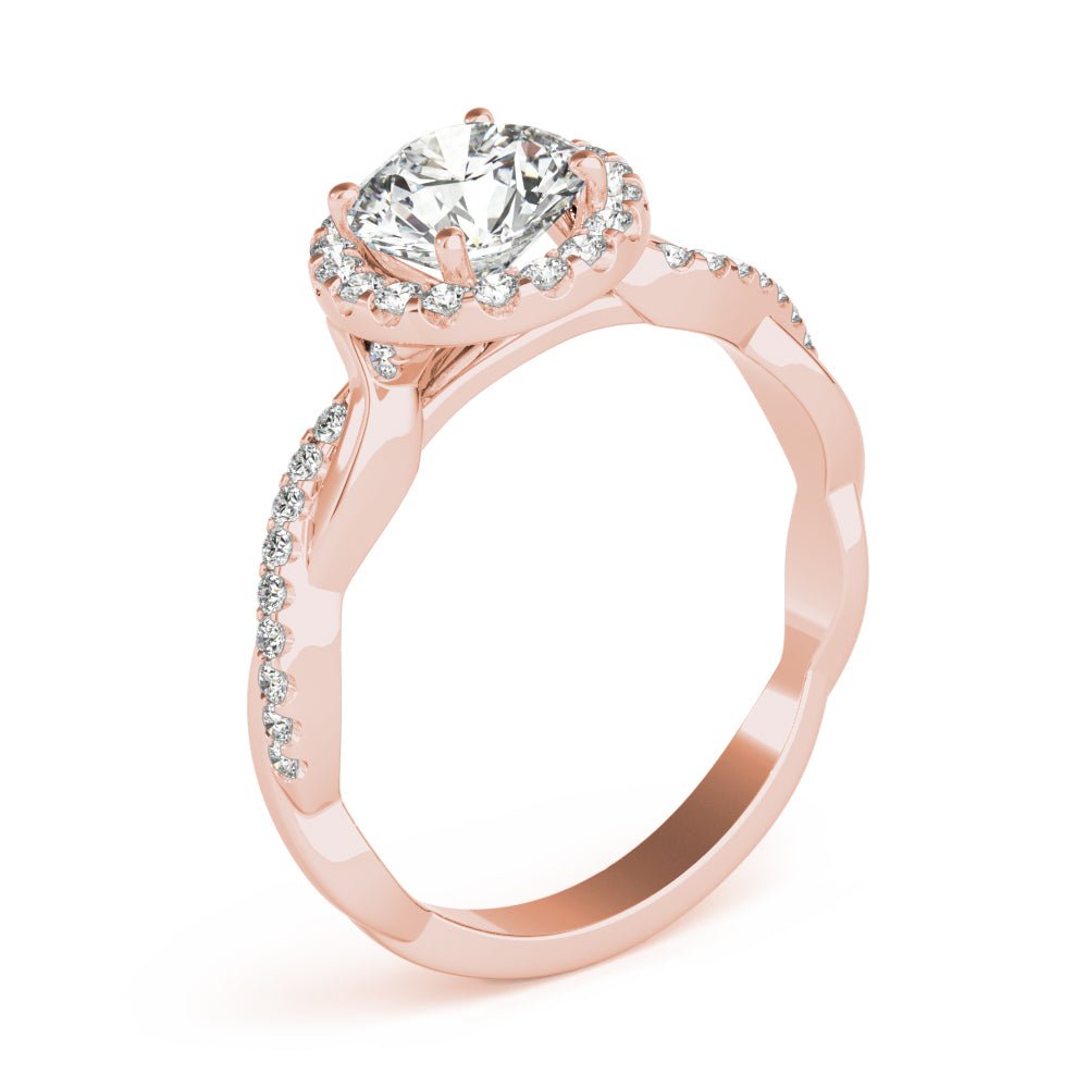 Round Halo with Twister Shank Engagement Ring - Diamonds By Rothschild