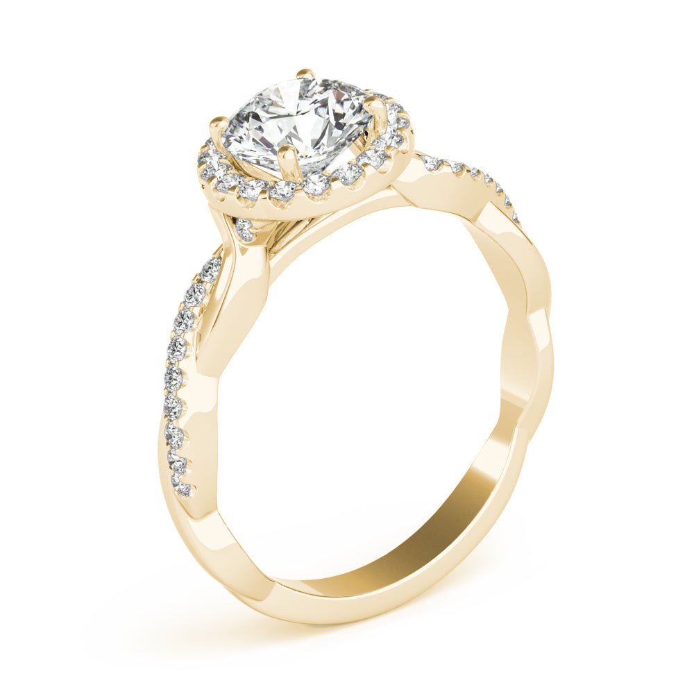 Round Halo with Twister Shank Engagement Ring - Diamonds By Rothschild