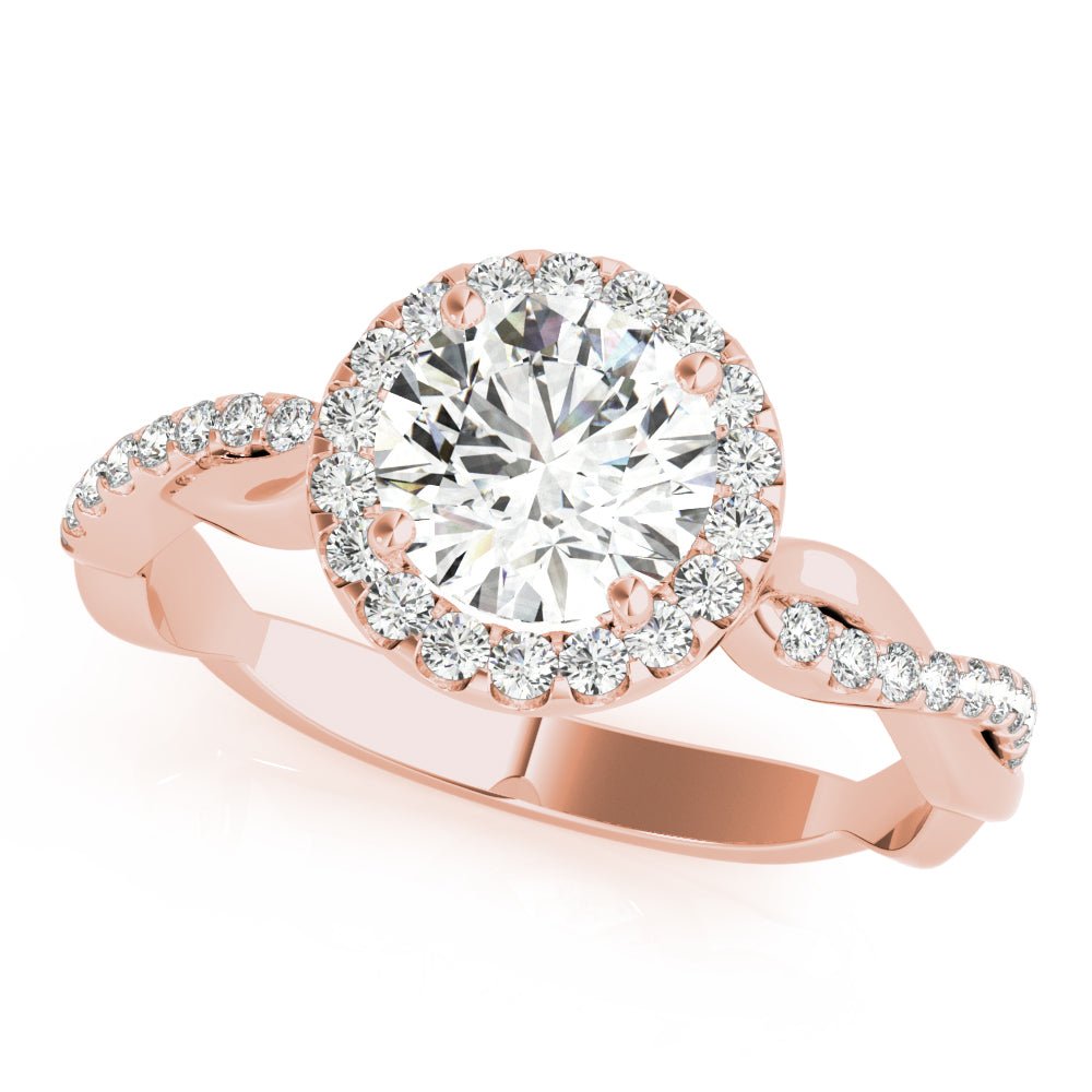 Round Halo with Twister Shank Engagement Ring - Diamonds By Rothschild