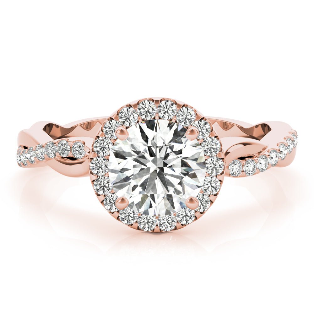 Round Halo with Twister Shank Engagement Ring - Diamonds By Rothschild