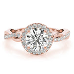 Round Halo with Twister Shank Engagement Ring - Diamonds By Rothschild